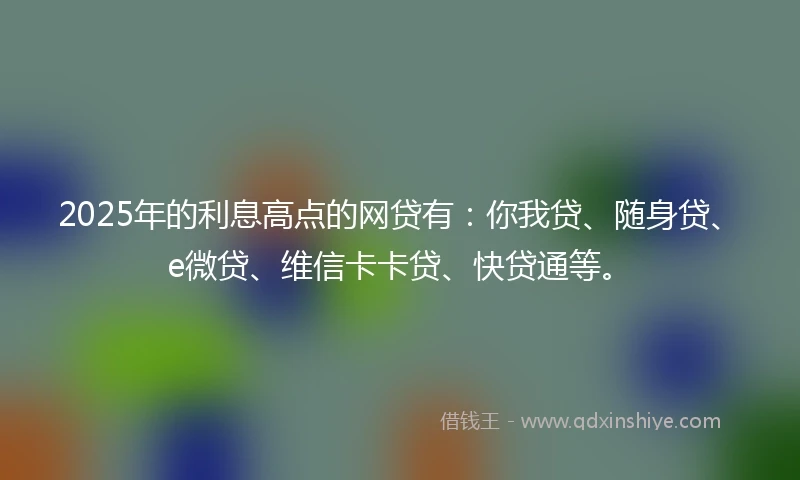 2025年的利息高点的网贷有：你我贷、随身贷、e微贷、维信卡卡贷、快贷通等。