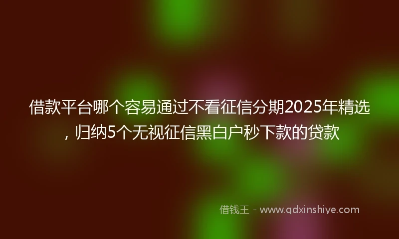 借款平台哪个容易通过不看征信分期2025年精选，归纳5个无视征信黑白户秒下款的贷款