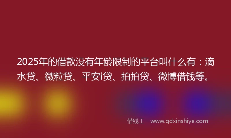 2025年的借款没有年龄限制的平台叫什么有：滴水贷、微粒贷、平安i贷、拍拍贷、微博借钱等。