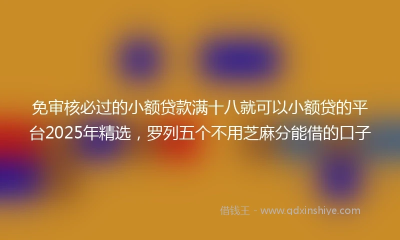 免审核必过的小额贷款满十八就可以小额贷的平台2025年精选，罗列五个不用芝麻分能借的口子