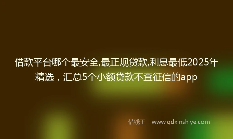 借款平台哪个最安全,最正规贷款,利息最低2025年精选，汇总5个小额贷款不查征信的app