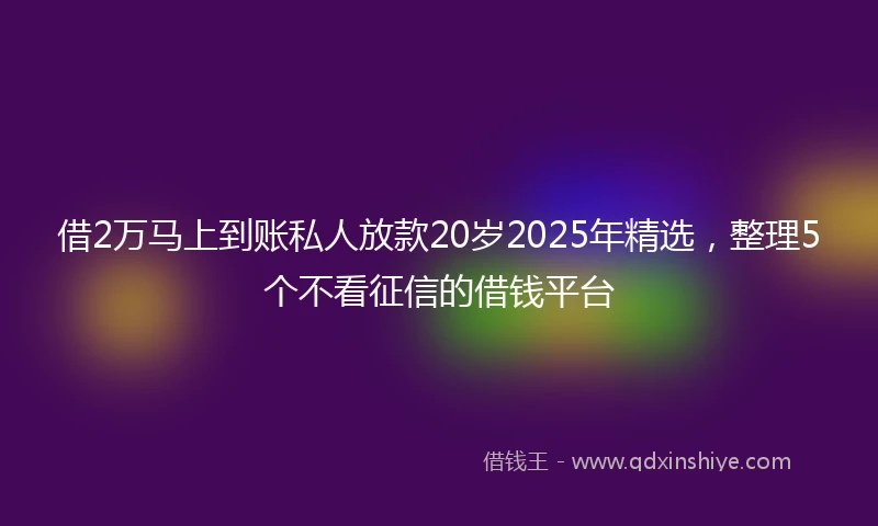借2万马上到账私人放款20岁2025年精选，整理5个不看征信的借钱平台
