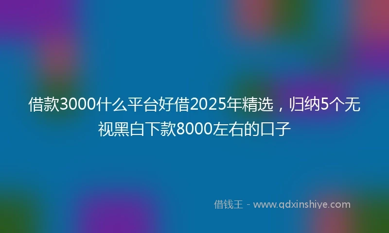 借款3000什么平台好借2025年精选，归纳5个无视黑白下款8000左右的口子