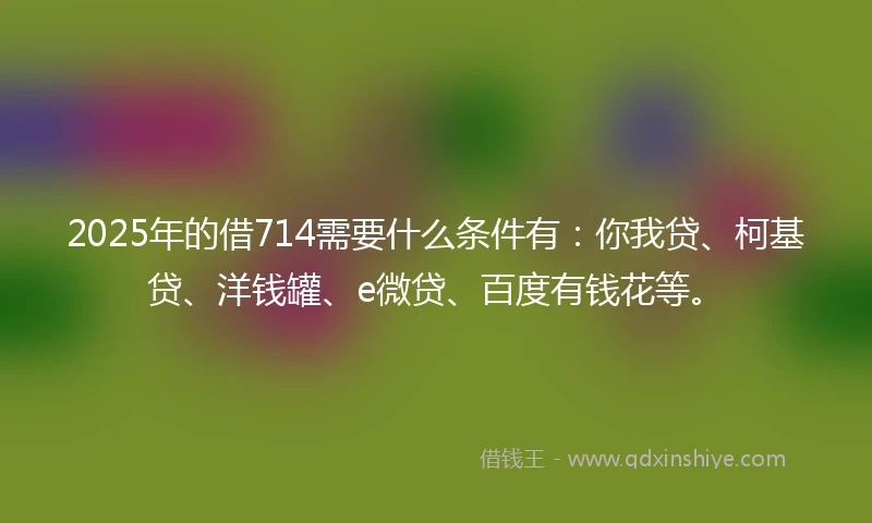 2025年的借714需要什么条件有：你我贷、柯基贷、洋钱罐、e微贷、百度有钱花等。