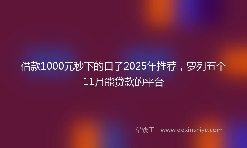 借款1000元秒下的口子2025年推荐，罗列五个11月能贷款的平台