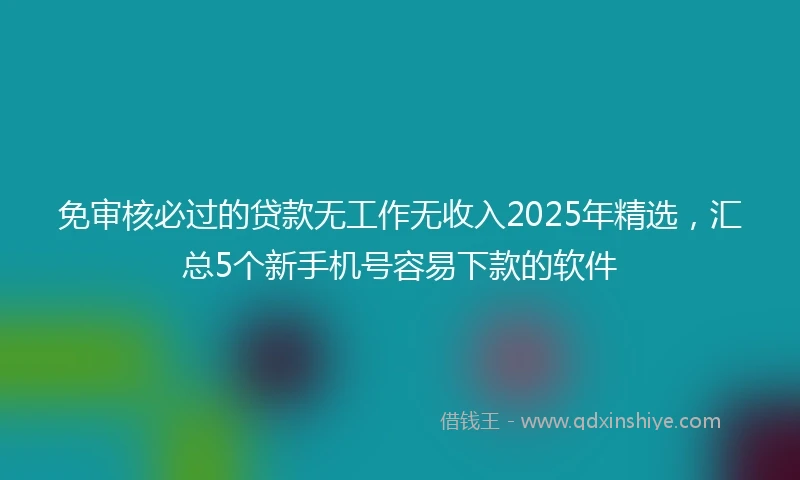 免审核必过的贷款无工作无收入2025年精选，汇总5个新手机号容易下款的软件