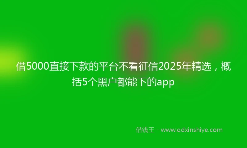 借5000直接下款的平台不看征信2025年精选，概括5个黑户都能下的app