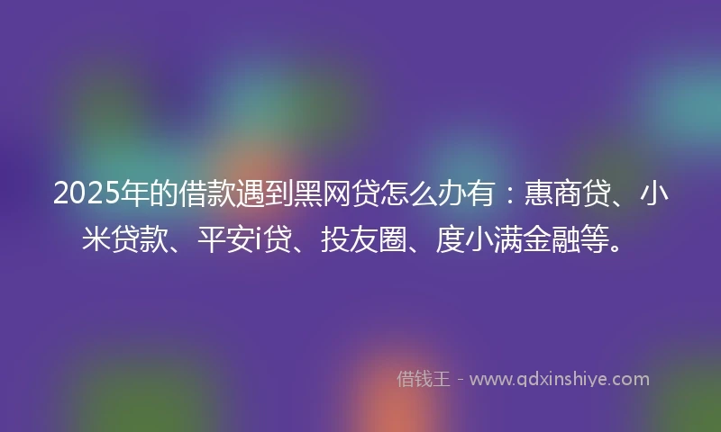 2025年的借款遇到黑网贷怎么办有：惠商贷、小米贷款、平安i贷、投友圈、度小满金融等。