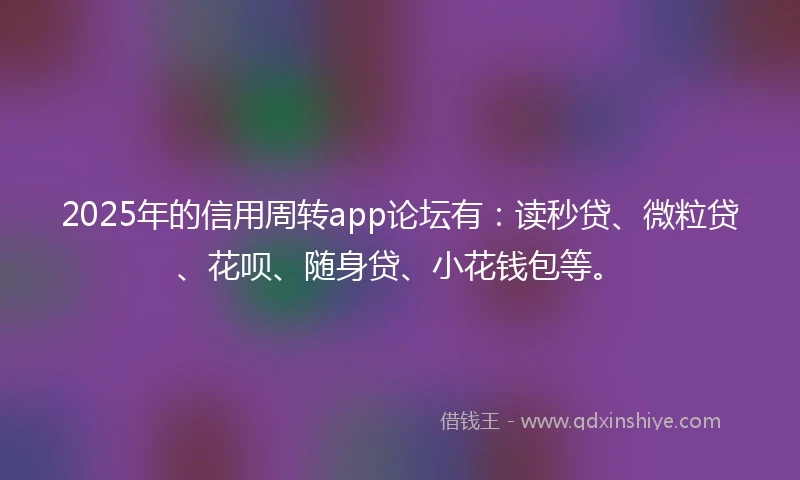 2025年的信用周转app论坛有：读秒贷、微粒贷、花呗、随身贷、小花钱包等。