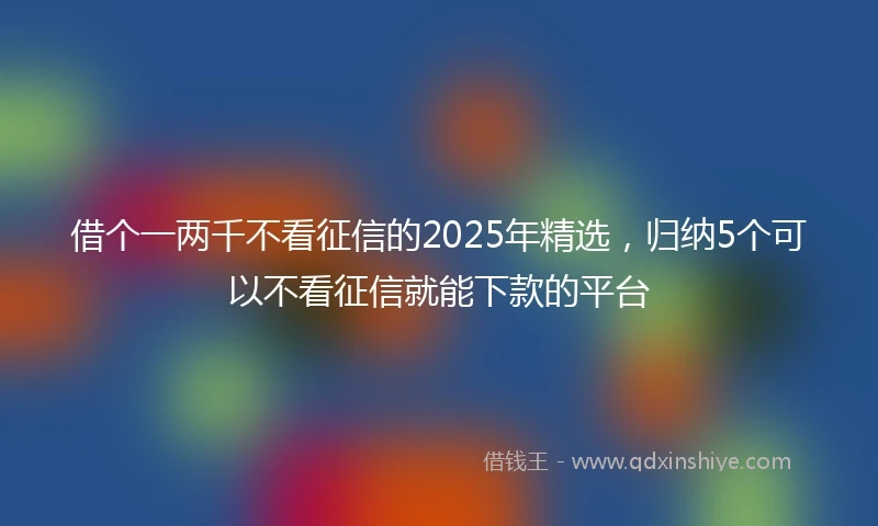 借个一两千不看征信的2025年精选，归纳5个可以不看征信就能下款的平台