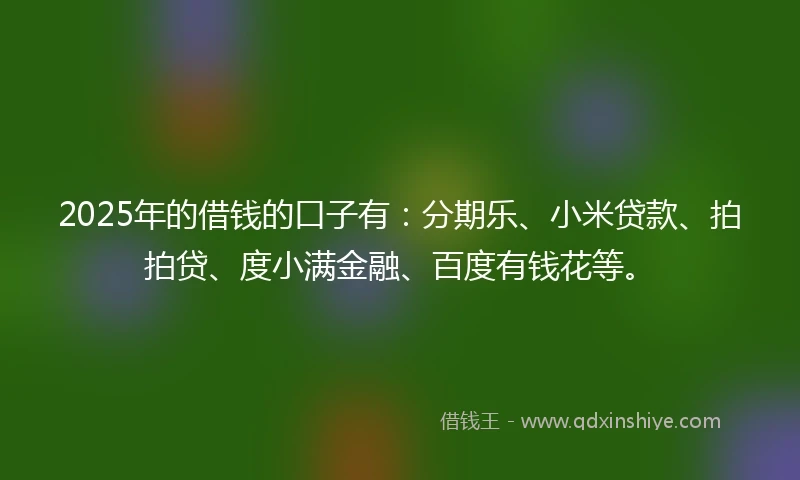 2025年的借钱的口子有：分期乐、小米贷款、拍拍贷、度小满金融、百度有钱花等。