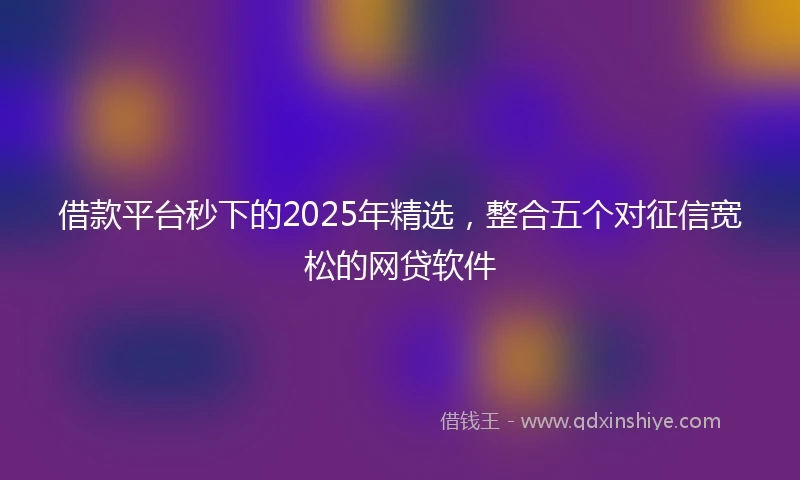 借款平台秒下的2025年精选，整合五个对征信宽松的网贷软件