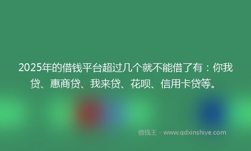 2025年的借钱平台超过几个就不能借了有：你我贷、惠商贷、我来贷、花呗、信用卡贷等。