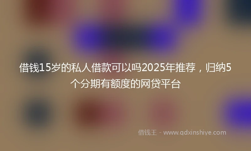 借钱15岁的私人借款可以吗2025年推荐，归纳5个分期有额度的网贷平台