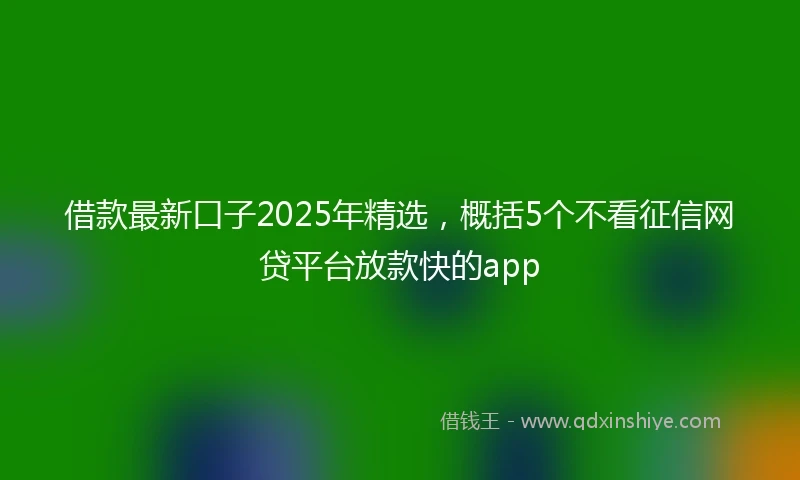 借款最新口子2025年精选，概括5个不看征信网贷平台放款快的app
