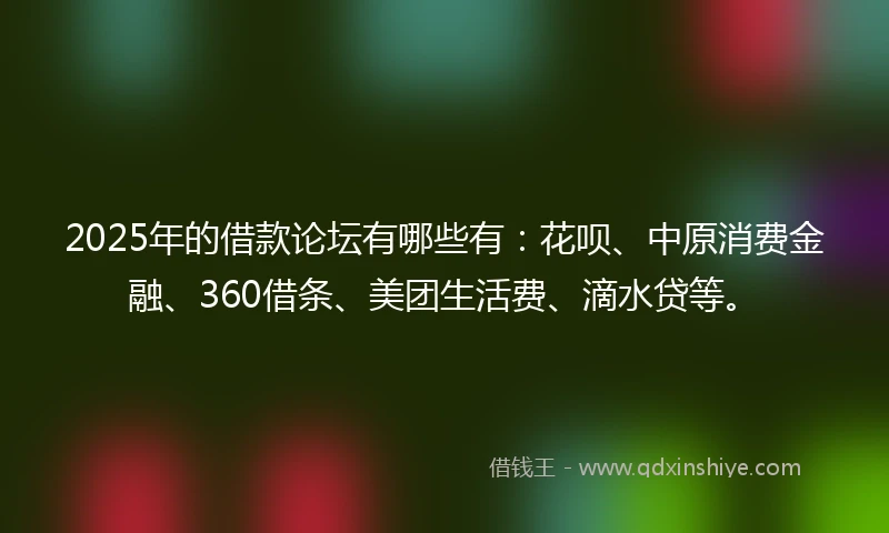 2025年的借款论坛有哪些有：花呗、中原消费金融、360借条、美团生活费、滴水贷等。