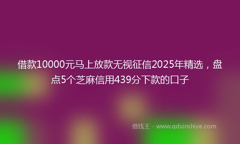 借款10000元马上放款无视征信2025年精选，盘点5个芝麻信用439分下款的口子