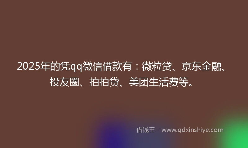 2025年的凭qq微信借款有：微粒贷、京东金融、投友圈、拍拍贷、美团生活费等。