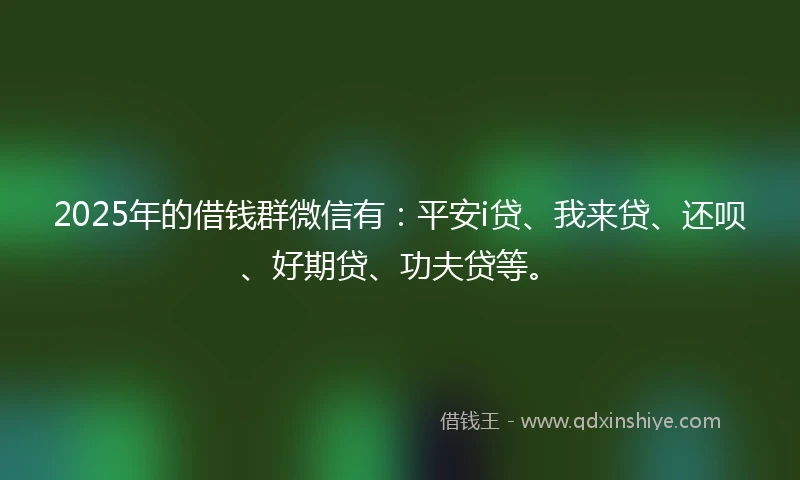 2025年的借钱群微信有：平安i贷、我来贷、还呗、好期贷、功夫贷等。
