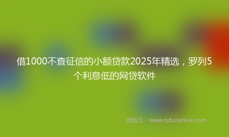 借1000不查征信的小额贷款2025年精选，罗列5个利息低的网贷软件