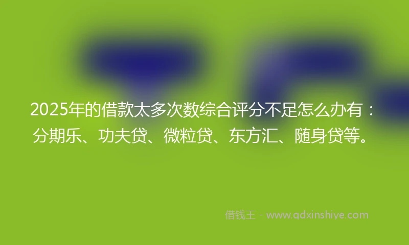 2025年的借款太多次数综合评分不足怎么办有：分期乐、功夫贷、微粒贷、东方汇、随身贷等。