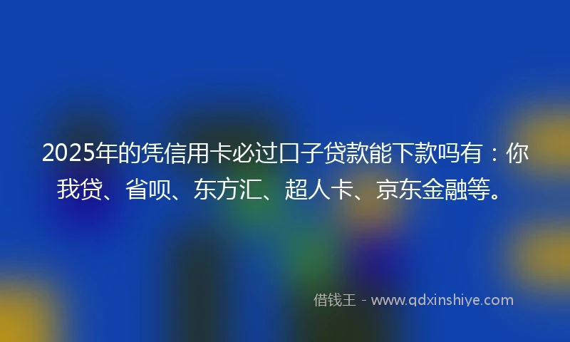 2025年的凭信用卡必过口子贷款能下款吗有：你我贷、省呗、东方汇、超人卡、京东金融等。