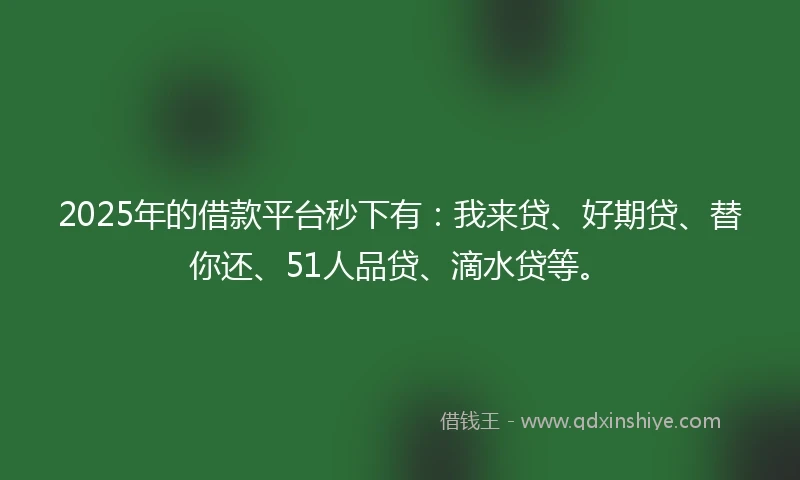 2025年的借款平台秒下有：我来贷、好期贷、替你还、51人品贷、滴水贷等。