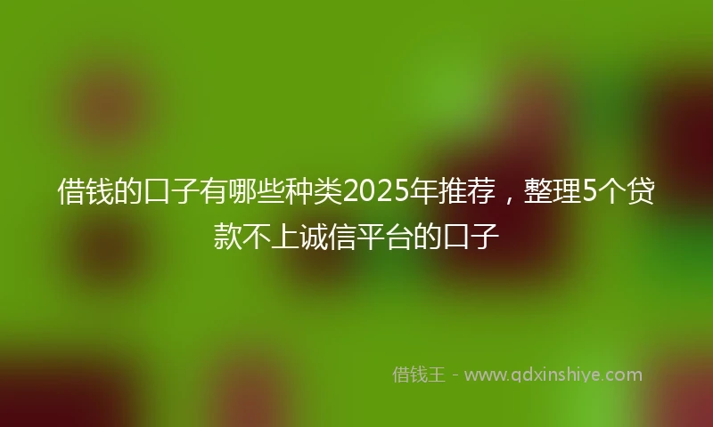 借钱的口子有哪些种类2025年推荐，整理5个贷款不上诚信平台的口子