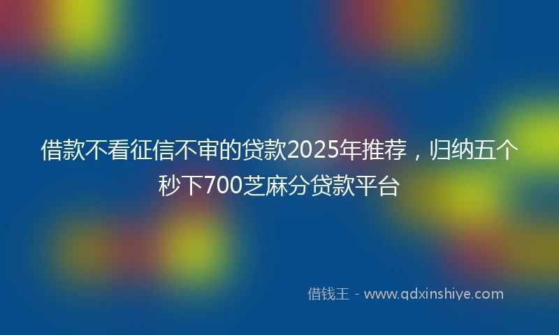 借款不看征信不审的贷款2025年推荐，归纳五个秒下700芝麻分贷款平台