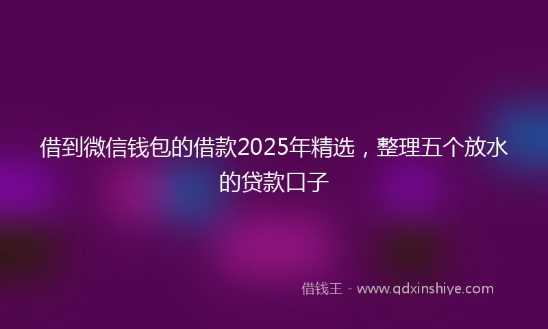 借到微信钱包的借款2025年精选，整理五个放水的贷款口子