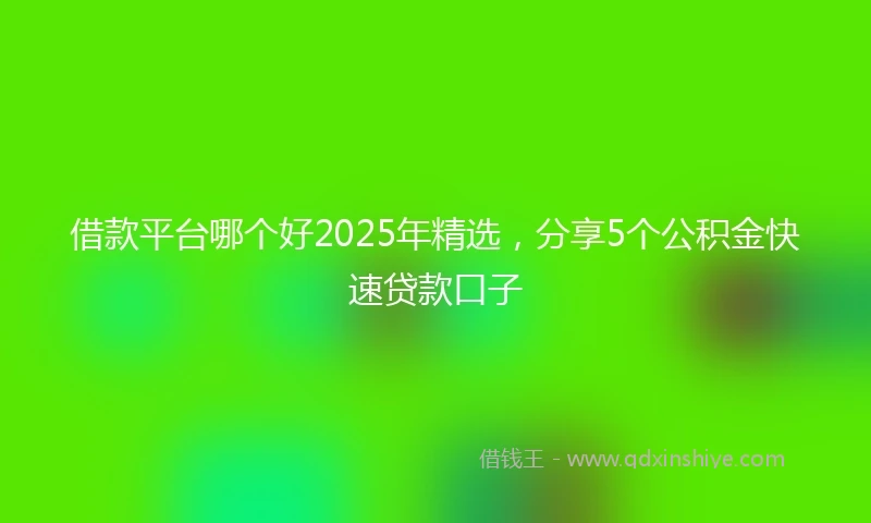 借款平台哪个好2025年精选，分享5个公积金快速贷款口子