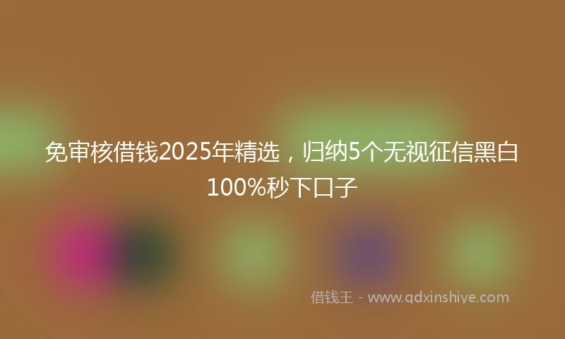 免审核借钱2025年精选，归纳5个无视征信黑白100%秒下口子