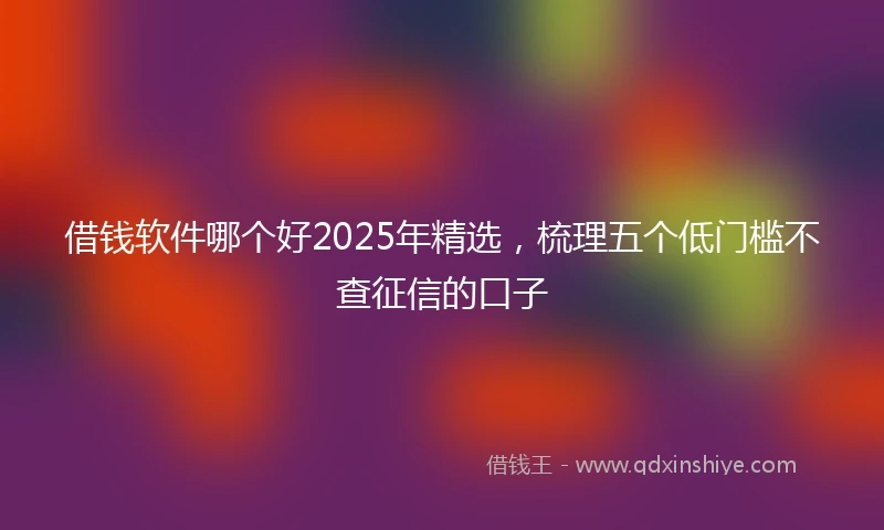 借钱软件哪个好2025年精选，梳理五个低门槛不查征信的口子