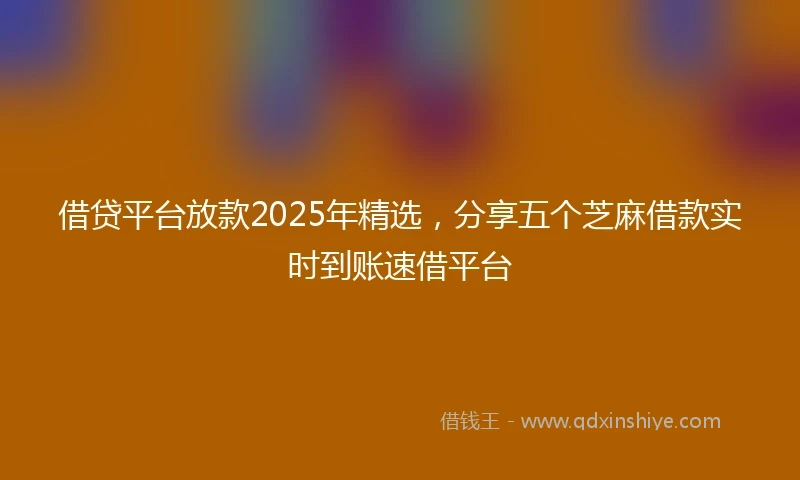 借贷平台放款2025年精选，分享五个芝麻借款实时到账速借平台