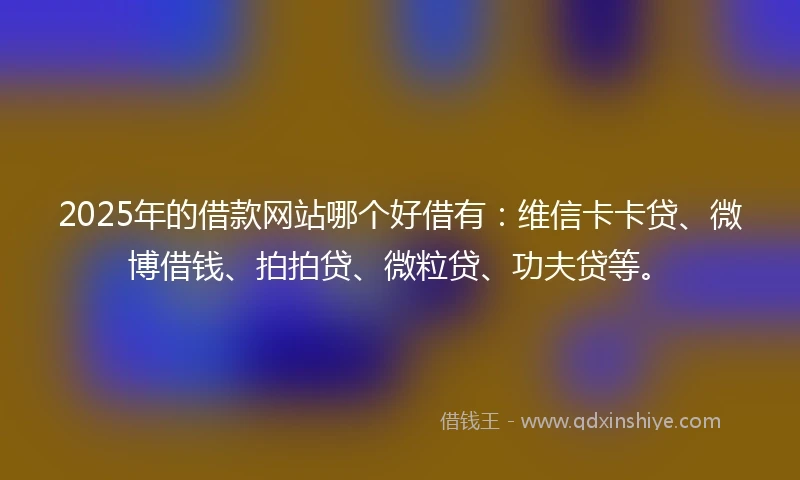 2025年的借款网站哪个好借有：维信卡卡贷、微博借钱、拍拍贷、微粒贷、功夫贷等。