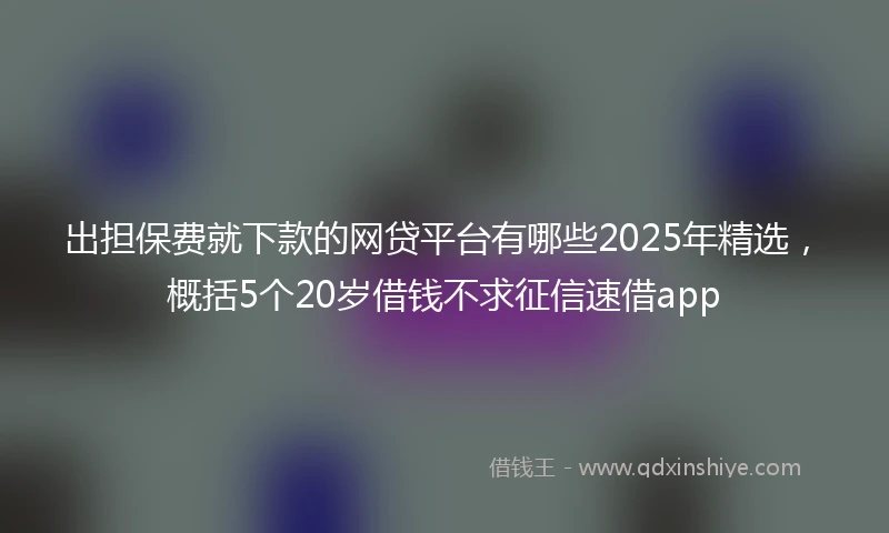 出担保费就下款的网贷平台有哪些2025年精选，概括5个20岁借钱不求征信速借app