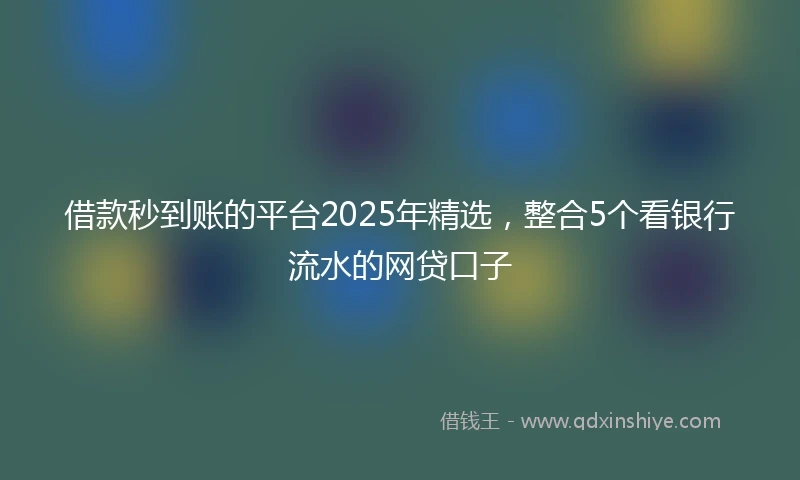 借款秒到账的平台2025年精选，整合5个看银行流水的网贷口子