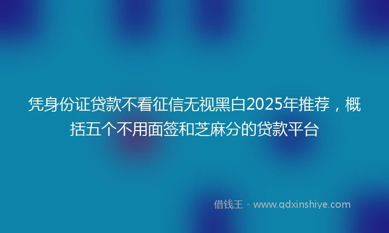 凭身份证贷款不看征信无视黑白2025年推荐，概括五个不用面签和芝麻分的贷款平台