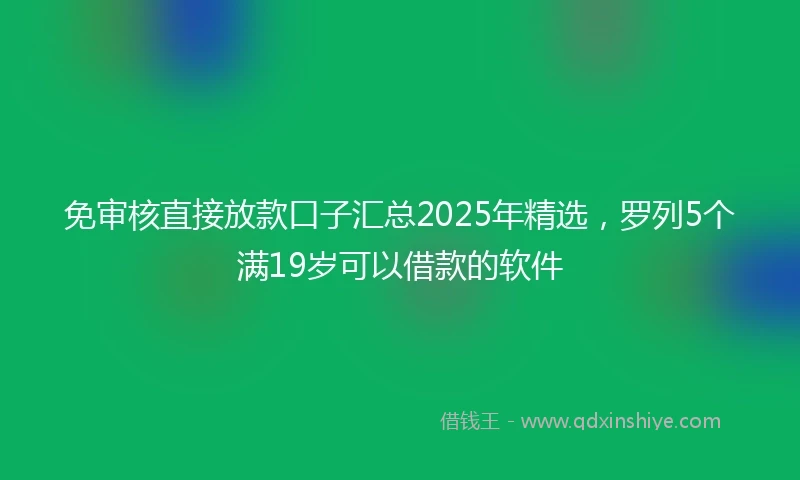 免审核直接放款口子汇总2025年精选，罗列5个满19岁可以借款的软件