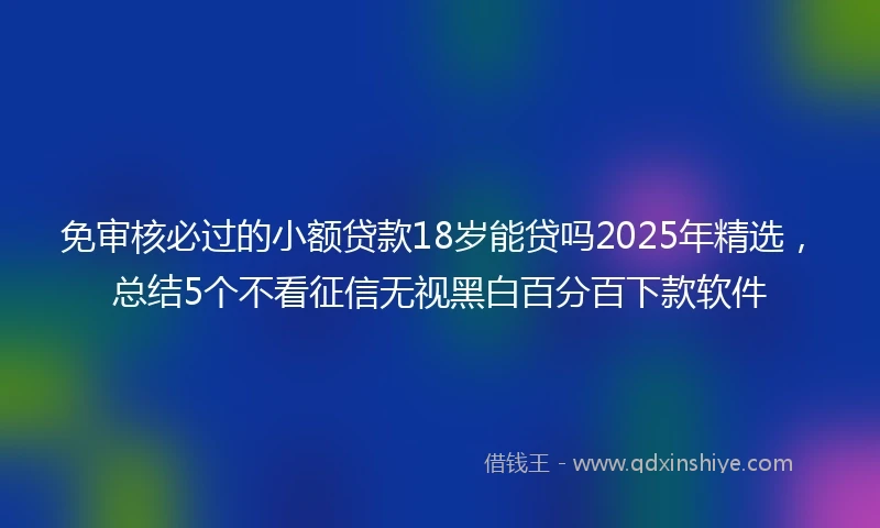免审核必过的小额贷款18岁能贷吗2025年精选，总结5个不看征信无视黑白百分百下款软件