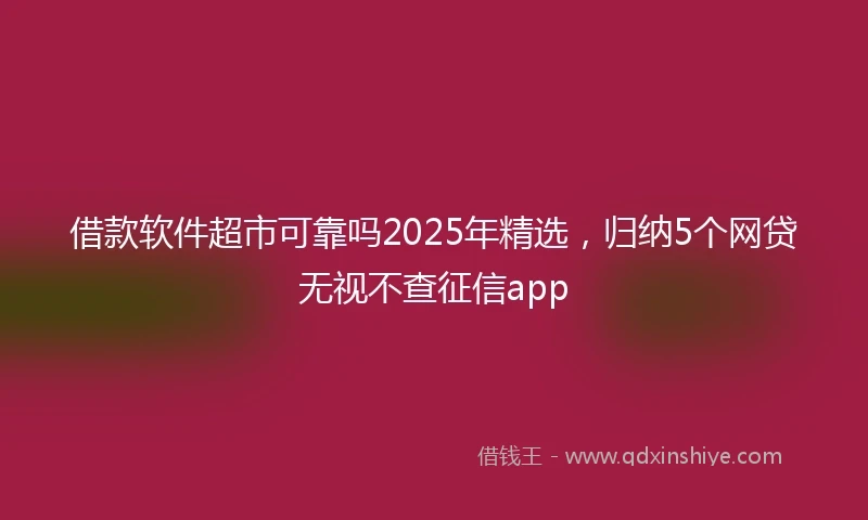 借款软件超市可靠吗2025年精选，归纳5个网贷无视不查征信app