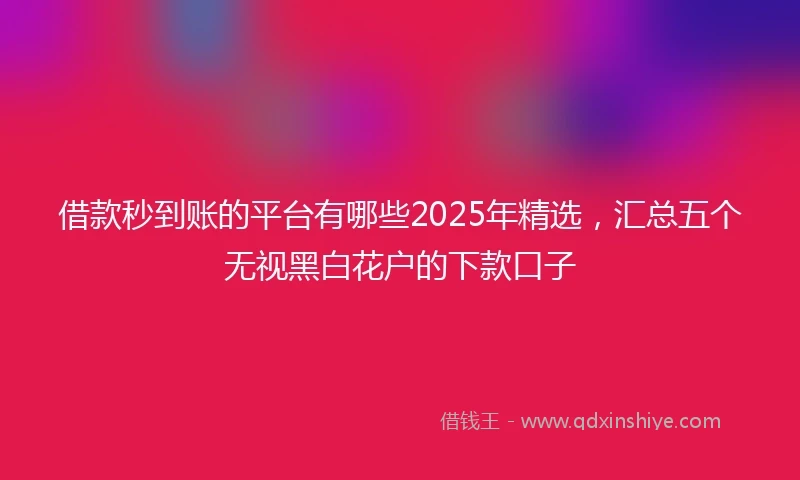 借款秒到账的平台有哪些2025年精选，汇总五个无视黑白花户的下款口子