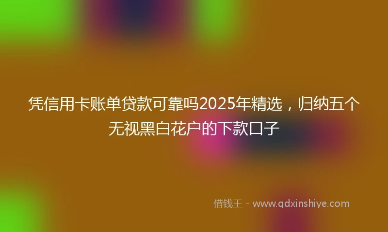 凭信用卡账单贷款可靠吗2025年精选，归纳五个无视黑白花户的下款口子