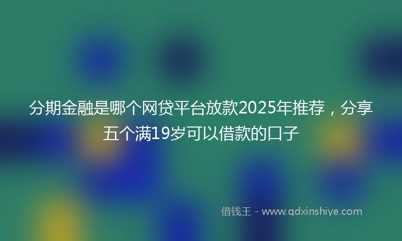 分期金融是哪个网贷平台放款2025年推荐，分享五个满19岁可以借款的口子