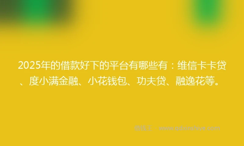 2025年的借款好下的平台有哪些有：维信卡卡贷、度小满金融、小花钱包、功夫贷、融逸花等。