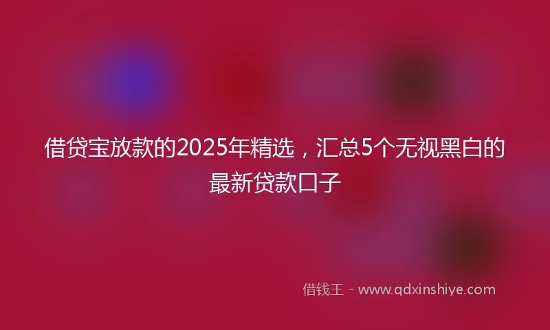 借贷宝放款的2025年精选，汇总5个无视黑白的最新贷款口子