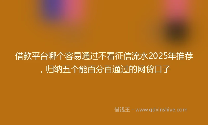 借款平台哪个容易通过不看征信流水2025年推荐，归纳五个能百分百通过的网贷口子