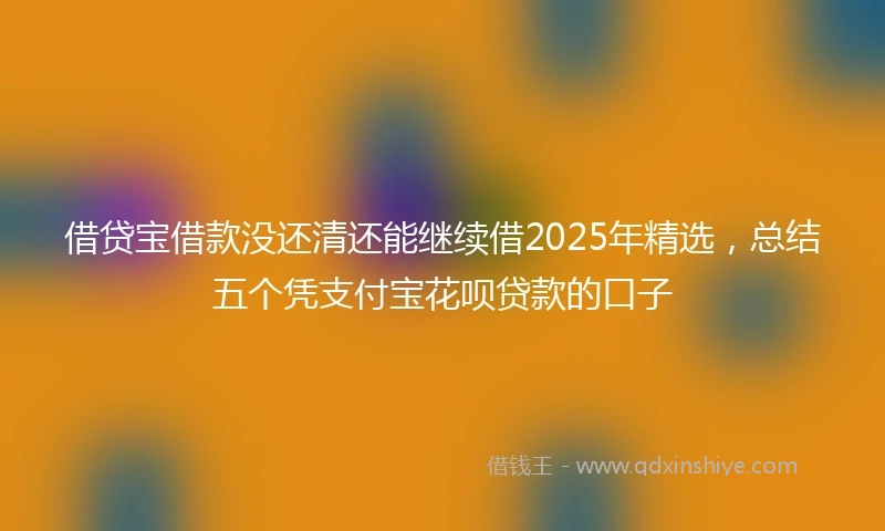 借贷宝借款没还清还能继续借2025年精选，总结五个凭支付宝花呗贷款的口子