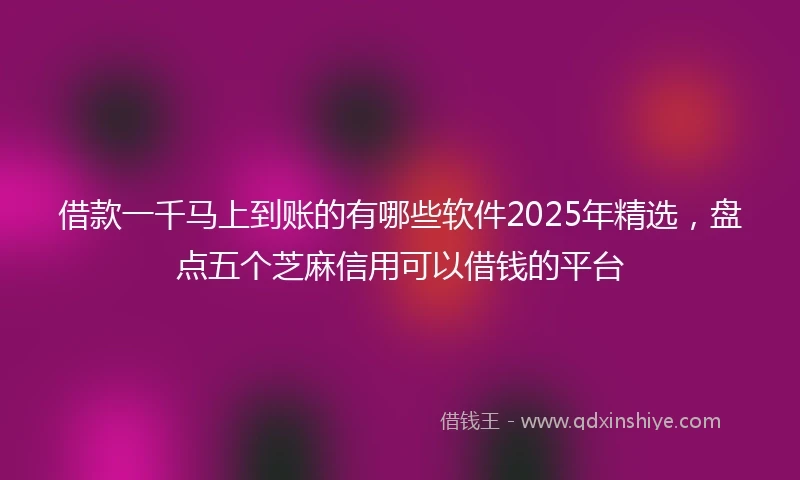 借款一千马上到账的有哪些软件2025年精选，盘点五个芝麻信用可以借钱的平台