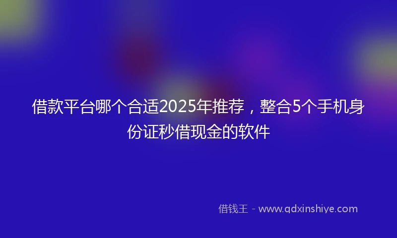 借款平台哪个合适2025年推荐，整合5个手机身份证秒借现金的软件